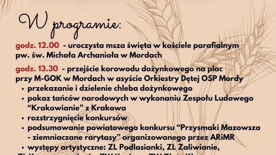 Dożynki Gminno-Parafialne w Mordach już 6 września!