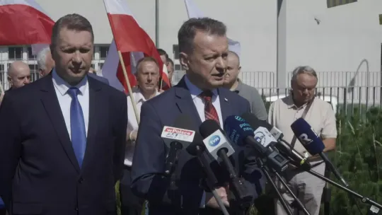 Konferencja prasowa Przemysława Czarnka i Mariusza Błaszczaka w Siedlcach