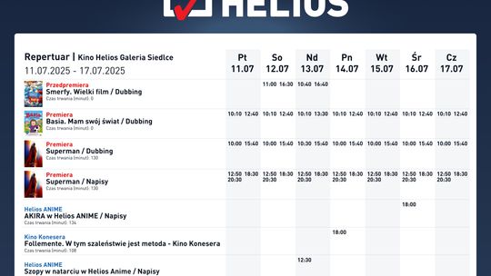 Repertuar Kina Helios Siedlce
