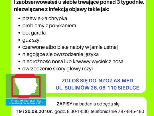Bezpłatne badania laryngologiczne