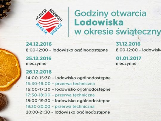 Godziny otwarcia obiektów sportowych w okresie świątecznym