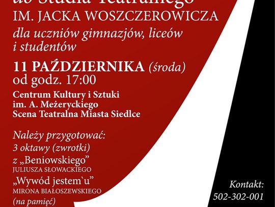 Nabór do Studia Teatralnego im. J. Woszczerowicza!