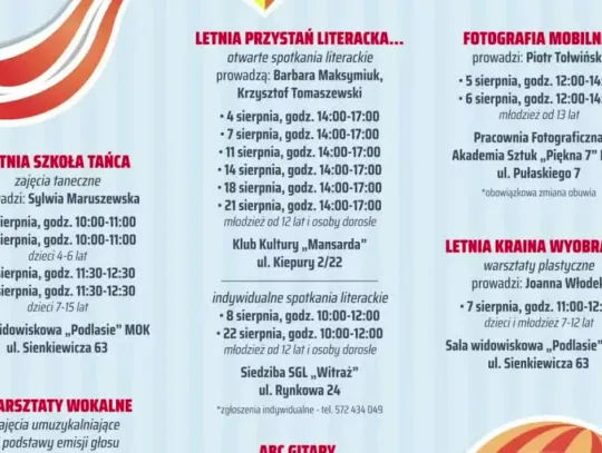 Oferta MOK Siedlce na lato