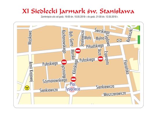 Zamknięcie ulic na Jarmark św. Stanisława
