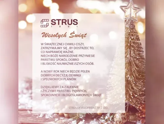 Życzenia świąteczne - Strus Development Sp. z o.o.