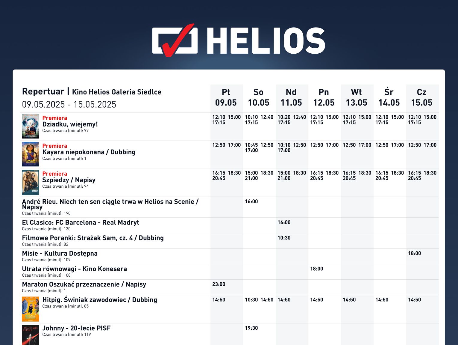 Repertuar Kina Helios Piotrków Trybunalski Repertuar Kina Helios