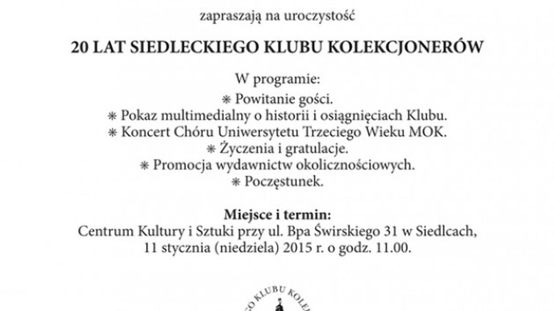 20-lecie Siedleckiego Klubu Kolekcjonerów