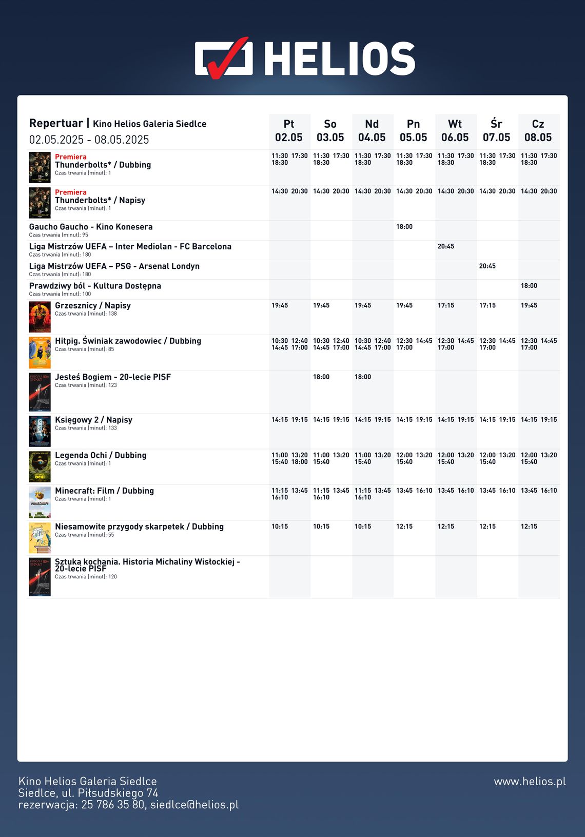 Plakat repertuarowy - Kino Helios