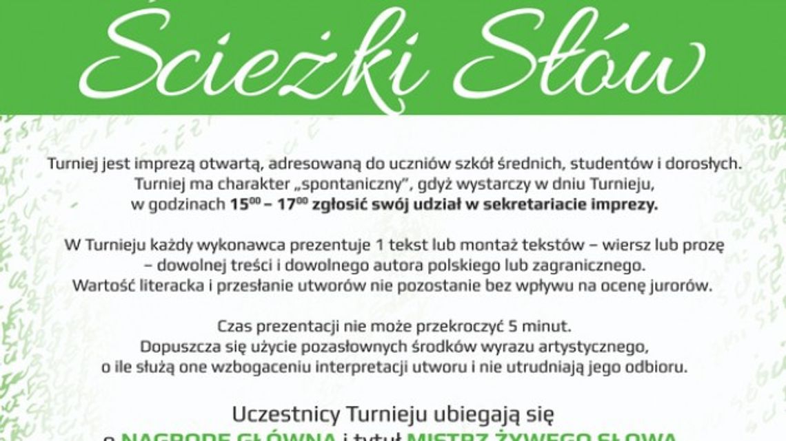 XV Spontaniczny Turniej Sztuki Recytatorskiej - Ścieżki Słów