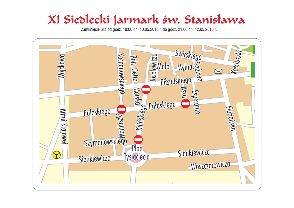 Zamknięcie ulic na Jarmark św. Stanisława