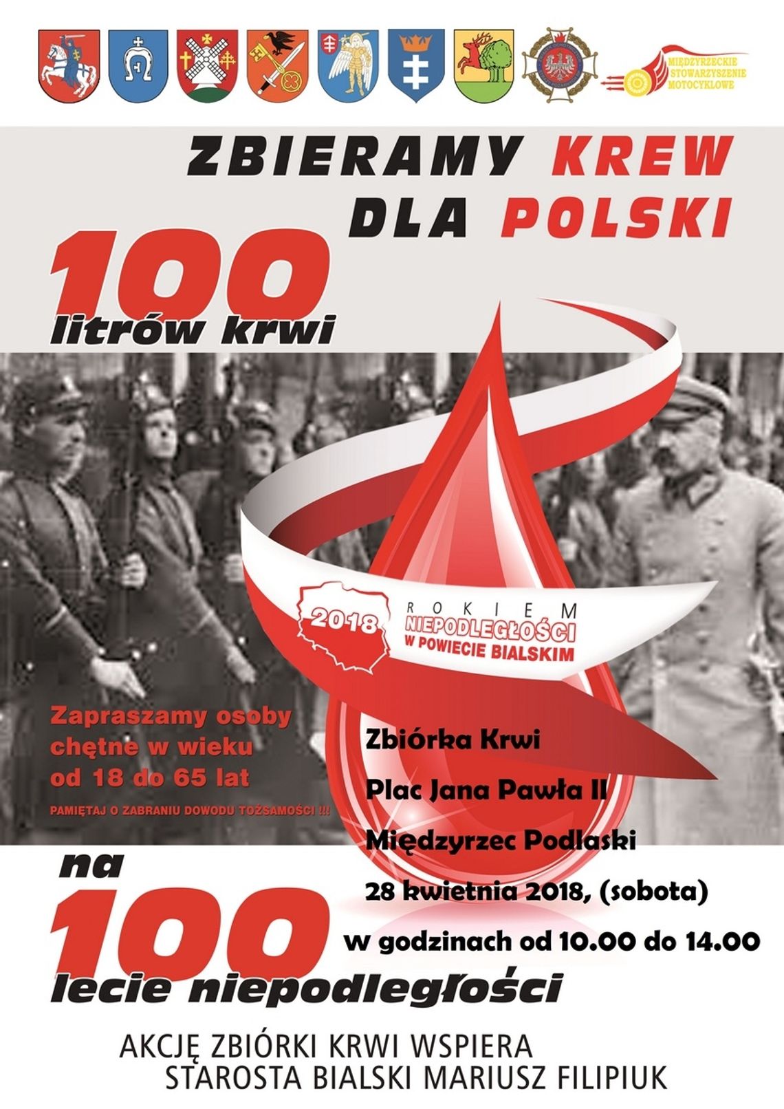 "Zbieramy krew dla Polski. 100 litrów krwi na 100-lecie niepodległości"